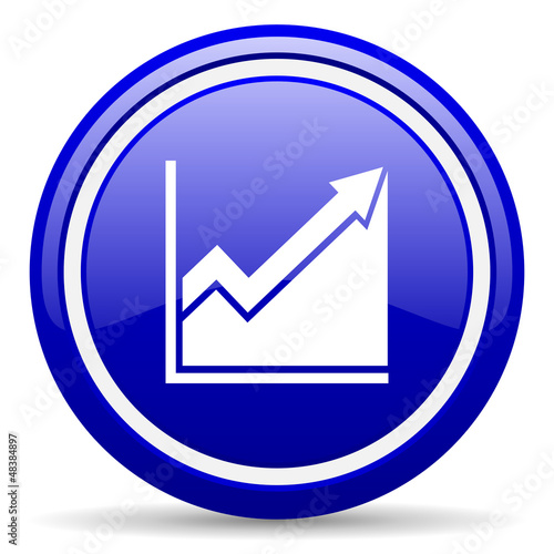Illustration: histogram blue glossy icon on white background histogram blue glossy icon on white background