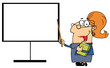 Female Teacher Pointing To A Blank Board