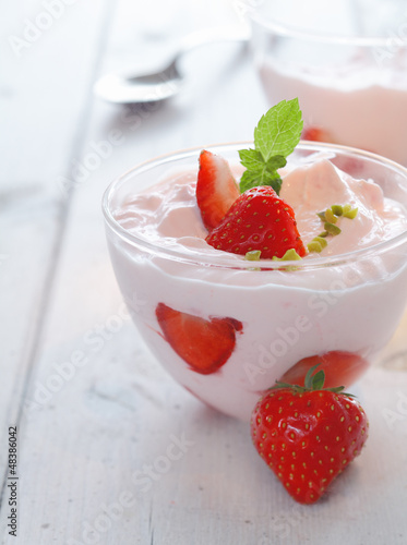 Photo: Deicious bowl of strawberries and cream Deicious bowl of strawberries and cream