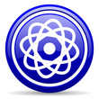 atom blue glossy icon on white background