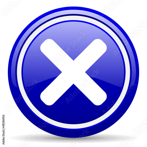 Illustration: cancel blue glossy icon on white background cancel blue glossy icon on white background