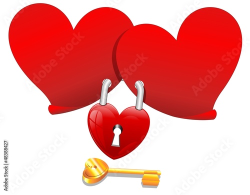 Vector: Locked Love Hearts with Padlock-Cuori con Lucchetto-Vector Locked Love Hearts with Padlock-Cuori con Lucchetto-Vector