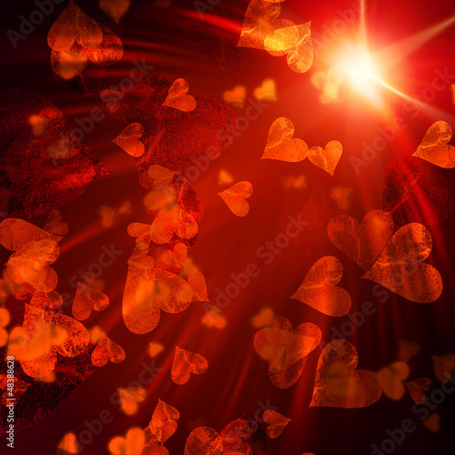 Illustration: orange hearts with lights orange hearts with lights