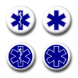 Caducée ambulance bleu et blanc.