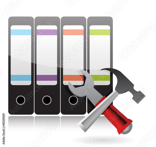 Illustration: office tools Support concept office tools Support concept