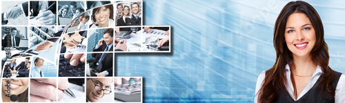 Photo: Business woman with laptop, computer. Business woman with laptop, computer.