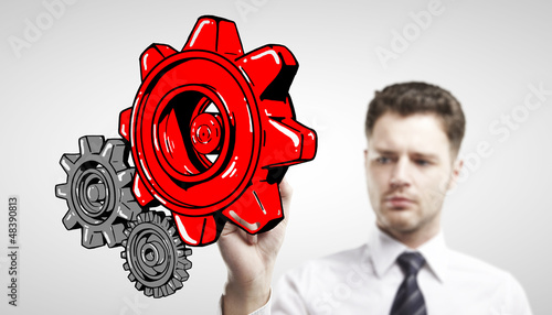 Photo: drawing red gears drawing red gears