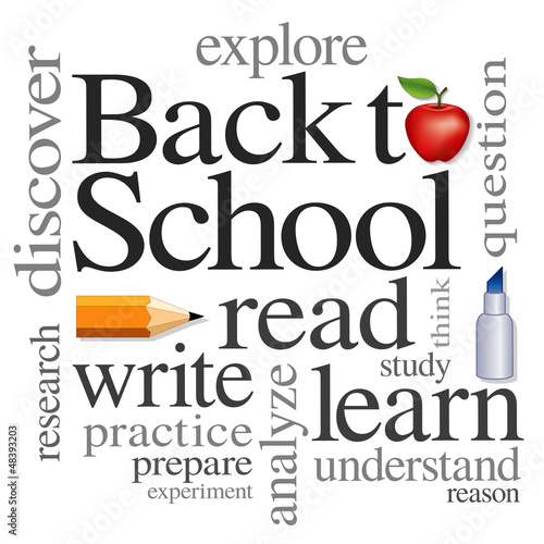 Illustration: Back to School Word Cloud, education, literacy projects Back to School Word Cloud, education, literacy projects