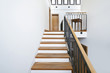 beautiful apartment, interior, wooden staircase