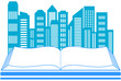 icon with skyscraper and book - real estate symbol