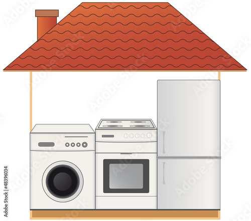 Vector: gas stove, washing machine and refrigerator gas stove, washing machine and refrigerator
