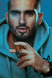 Man smoking a Cuban Tobacco. Colorful style.