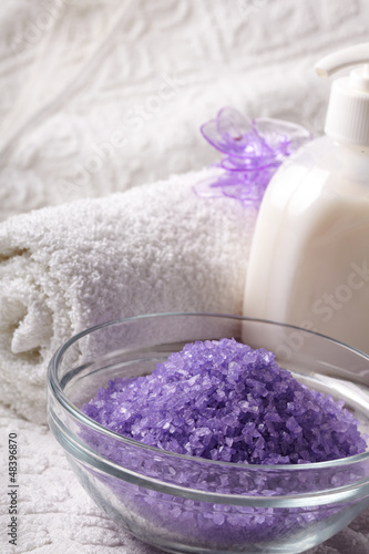 Photo: bath salt with towel bath salt with towel