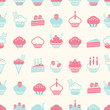 seamless cake pattern soft vintage color style.