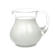 Glass jug of fresh milk isolated on white