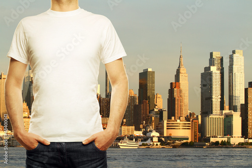 Photo: guy and new york background guy and new york background