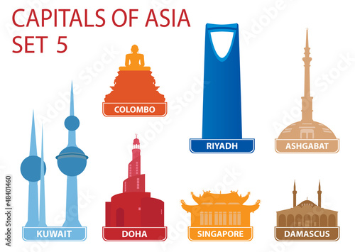 Vector: Capitals of Asia Capitals of Asia