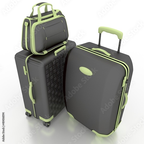 Illustration: Suitcases isolated on white background Suitcases isolated on white background