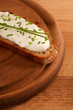 Dark bred with cream cheese top view with DOF