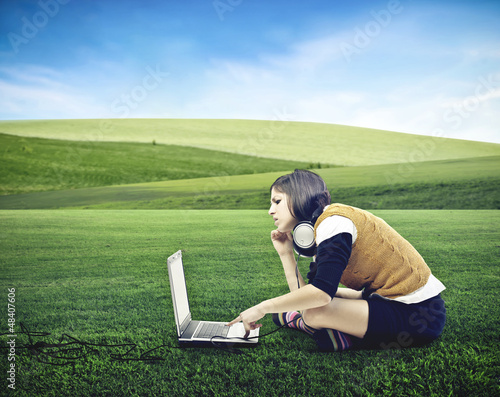 Photo: girl with laptop girl with laptop