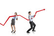 Woman with statistics curve