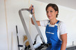 Woman redecorating her house