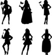 Collection of girls in different carnival costumes