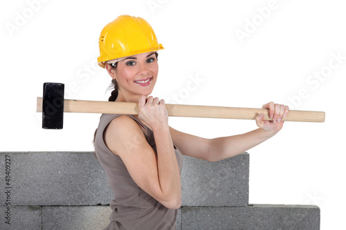 Photo: Woman with sledge-hammer Woman with sledge-hammer