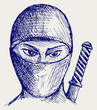 Ninja assassin. Doodle style