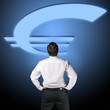 Business man backside with euro sign