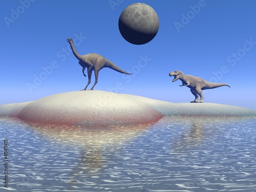 Illustration: dinosaur and moon dinosaur and moon