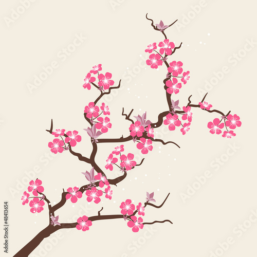 Vector: Card with stylized cherry blossom flowers. Card with stylized cherry blossom flowers.