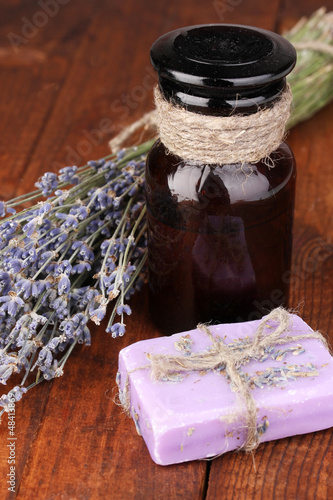 Photo: Lavender flowers and jars Lavender flowers and jars