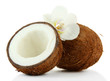 Coconuts with flower, isolated on white