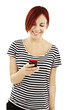 Photo: Picture of happy teenage girl with cell phone Picture of happy teenage girl with cell phone
