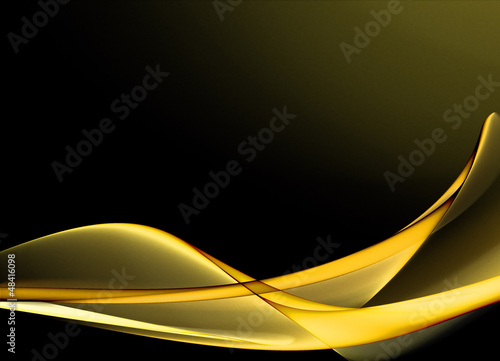Illustration: Elegant yellow waves on dark background Elegant yellow waves on dark background