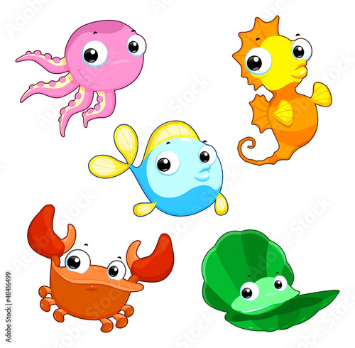 Vector: Happy sea family. Happy sea family.