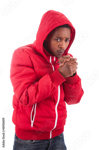 Photo: African American man wearing a winter coat African American man wearing a winter coat