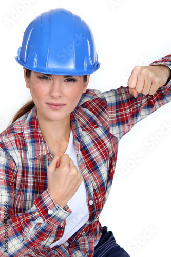 Photo: Tradeswoman ready to fight Tradeswoman ready to fight