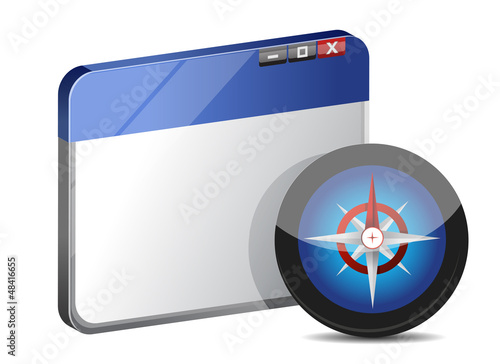 Illustration: Internet web browser concept with compass Internet web browser concept with compass
