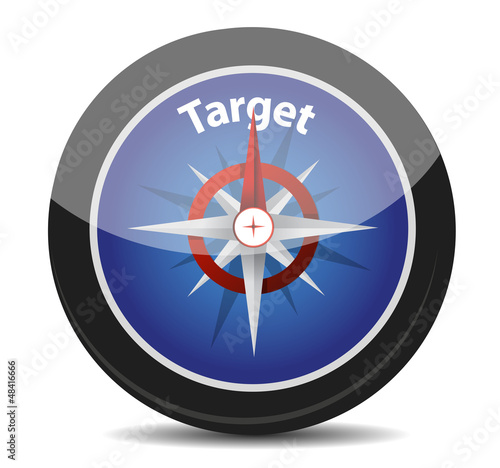 Illustration: compass with text "target" compass with text "target"