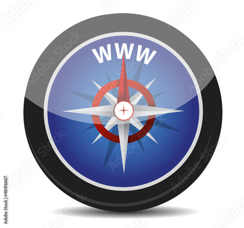 Illustration: compass with text "WWW" compass with text "WWW"