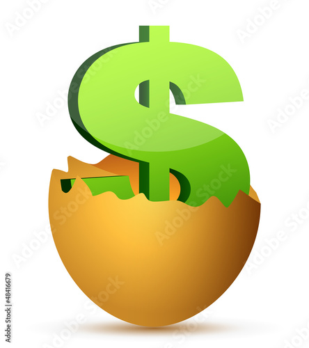 Illustration: currency symbol inside egg profits concept currency symbol inside egg profits concept