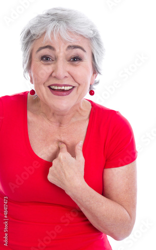 Photo: Jetzt ist meine Zeit - Frau zeigt auf sich Jetzt ist meine Zeit - Frau zeigt auf sich