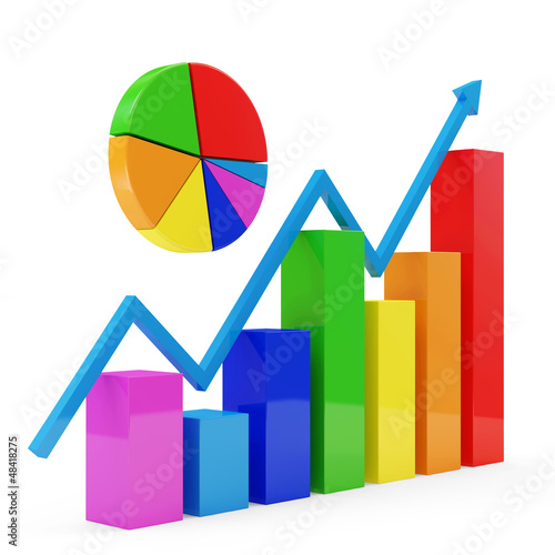 Illustration: Colorful Business Graph with Pie Chart Colorful Business Graph with Pie Chart