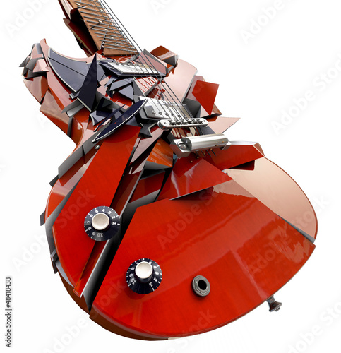 Illustration: smashed guitar isolated on white smashed guitar isolated on white