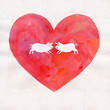 watercolor heart with two piggies