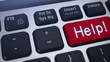 Help. Tracking shot of the computer keyboard key Help.