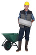 Stonemason carrying a block
