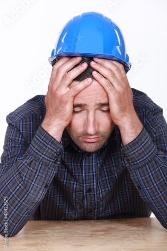 Photo: Overworked builder has had enough Overworked builder has had enough